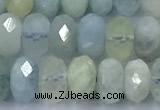 CAQ954 15 inches 6*8mm faceted rondelle aquamarine beads