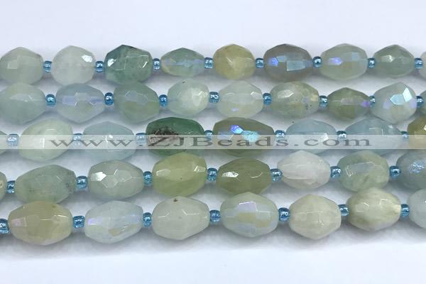 CAQ963 15 inches 9*11mm - 13*18mm faceted nuggets AB-color aquamarine beads