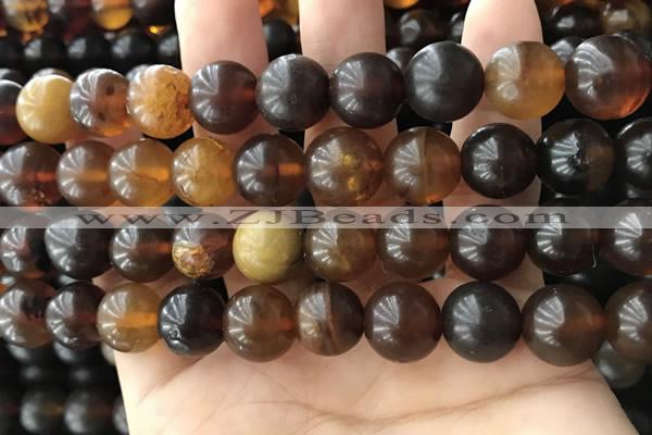 CAR222 15.5 inches 12mm round natural amber beads wholesale