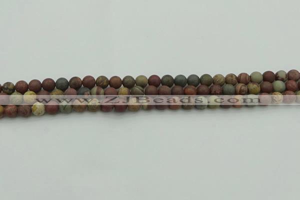 CAR360 15.5 inches 4mm round matte red artistic jasper beads