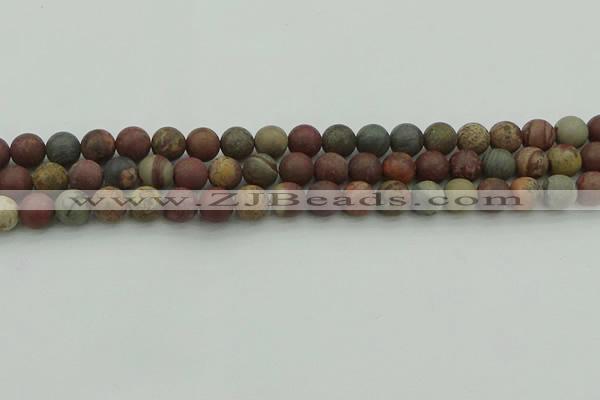 CAR361 15.5 inches 6mm round matte red artistic jasper beads