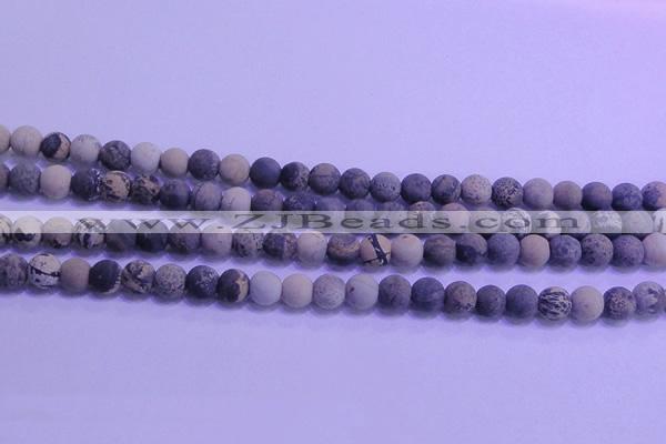 CAR61 15.5 inches 6mm round matte yellow artistic jasper beads