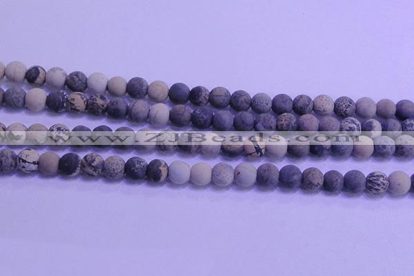 CAR62 15.5 inches 8mm round matte yellow artistic jasper beads