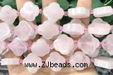 CARV02 15 inches 17mm – 18mm carved flower rose quartz beads
