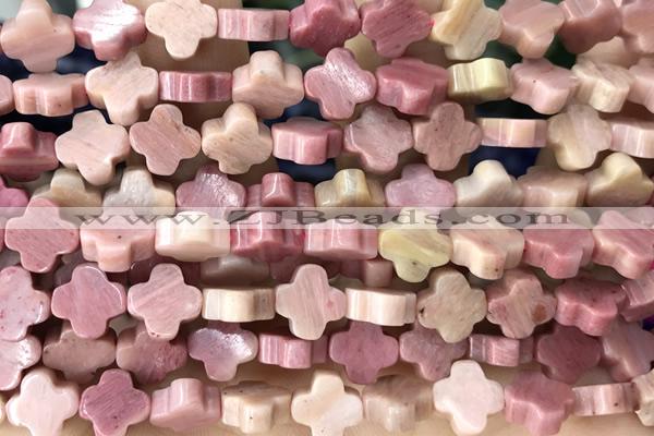 CARV34 15 inches 8mm carved flower pink wooden jasper beads