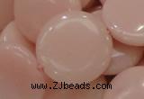 CAS18 15.5 inches 28mm flat round pink angel skin gemstone beads