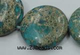 CAT08 15.5 inches 30mm flat round natural aqua terra jasper beads