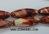 CAT208 15.5 inches 10*30mm rice dyed natural aqua terra jasper beads