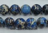 CAT213 15.5 inches 12mm round dyed natural aqua terra jasper beads