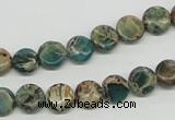 CAT5007 15.5 inches 8mm flat round natural aqua terra jasper beads