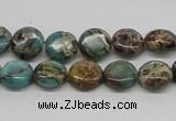 CAT5008 15.5 inches 10mm flat round natural aqua terra jasper beads