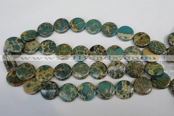 CAT5032 15.5 inches 22mm flat round natural aqua terra jasper beads