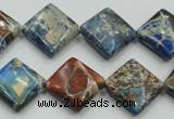 CAT54 15.5 inches 16*16mm diamond dyed natural aqua terra jasper beads