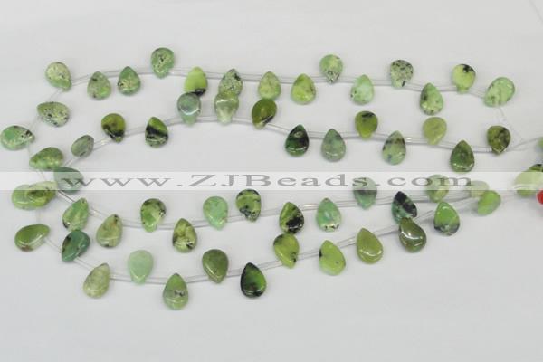 CAU42 10*14mm top-drilled flat teardrop australia chrysoprase beads