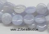 CBC12 15.5 inches 12mm flat round blue chalcedony beads wholesale