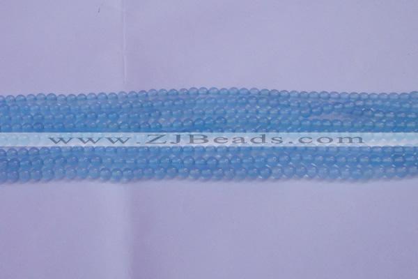 CBC260 15.5 inches 4mm AA grade round ocean blue chalcedony beads