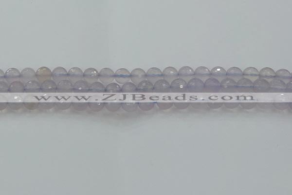 CBC436 15.5 inches 8mm faceted round purple chalcedony beads