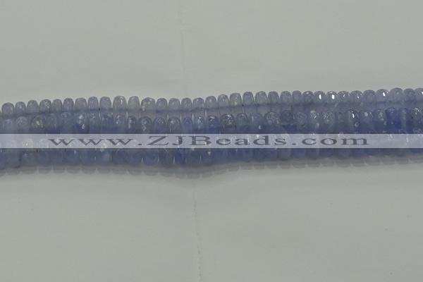 CBC447 15.5 inches 6*10mm faceted rondelle blue chalcedony beads