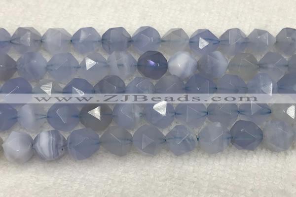 CBC743 15.5 inches 12mm faceted nuggets blue chalcedony beads