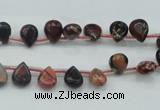 CBD15 6*8mm top-drilled teardrop brecciated jasper gemstone beads