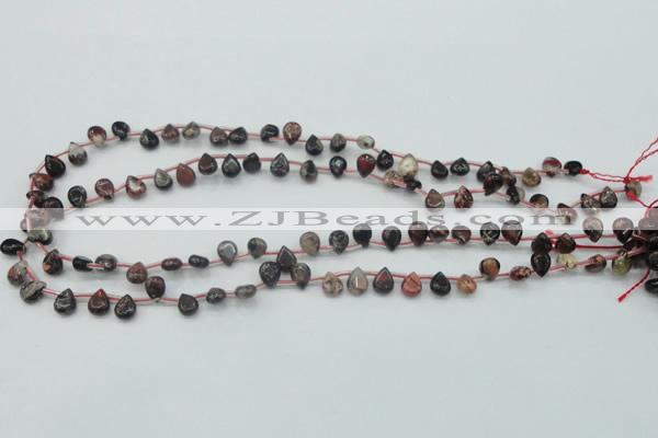 CBD15 6*8mm top-drilled teardrop brecciated jasper gemstone beads