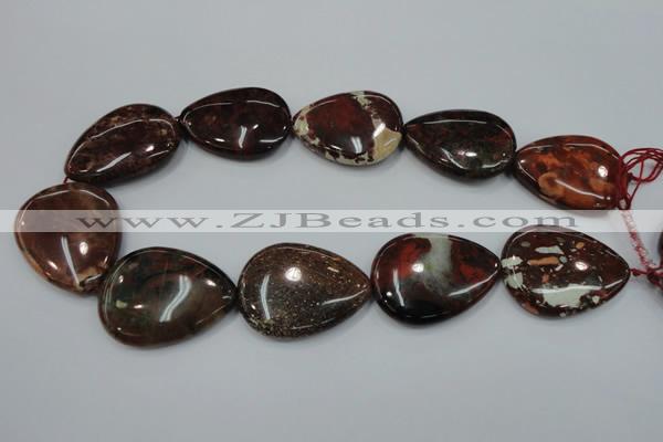 CBD35 15.5 inches 30*40mm flat teardrop brecciated jasper gemstone beads