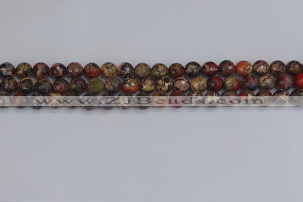 CBD370 15.5 inches 8mm faceted round brecciated jasper beads