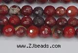 CBD375 15.5 inches 4mm faceted round poppy jasper beads