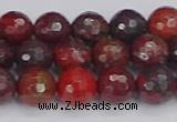 CBD377 15.5 inches 8mm faceted round poppy jasper beads