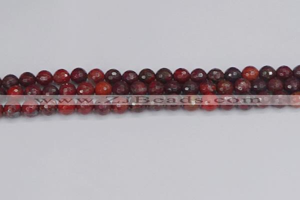 CBD377 15.5 inches 8mm faceted round poppy jasper beads