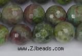 CBG104 15.5 inches 12mm faceted round bronze green gemstone beads