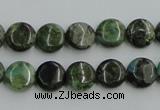 CBG12 15.5 inches 8mm flat round bronze green gemstone beads