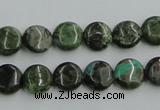 CBG14 15.5 inches 10mm flat round bronze green gemstone beads