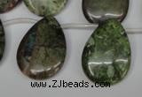 CBG24 Top-drilled 22*30mm flat teardrop bronze green gemstone beads