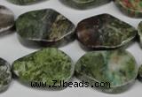 CBG67 15.5 inches 18*25mm wavy teardrop bronze green gemstone beads