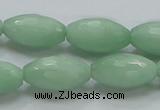 CBJ16 15.5 inches 12*22mm faceted rice jade beads wholesale