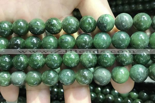 CBJ633 15.5 inches 10mm round Russian green jade beads wholesale