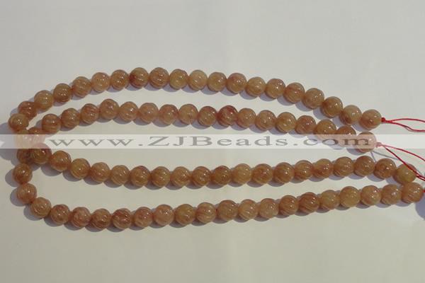 CBQ15 15.5 inches 10mm carved round strawberry quartz beads wholesale
