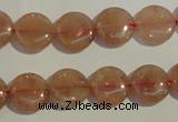 CBQ16 15.5 inches 12mm flat round strawberry quartz beads wholesale