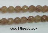 CBQ212 15.5 inches 8mm faceted round strawberry quartz beads