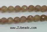 CBQ212 15.5 inches 8mm faceted round strawberry quartz beads