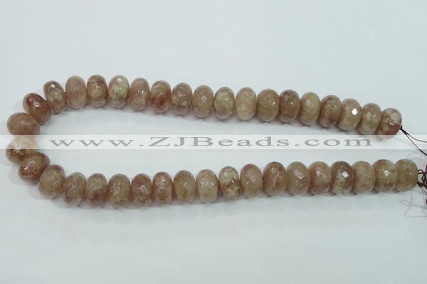 CBQ224 15.5 inches 10*16mm faceted rondelle strawberry quartz beads