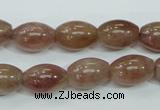 CBQ226 15.5 inches 10*14mm rice strawberry quartz beads