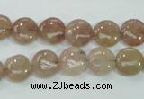 CBQ235 15.5 inches 10mm flat round strawberry quartz beads