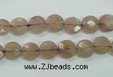 CBQ240 15.5 inches 8mm faceted coin strawberry quartz beads