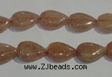 CBQ25 15.5 inches 10*14mm flat teardrop strawberry quartz beads