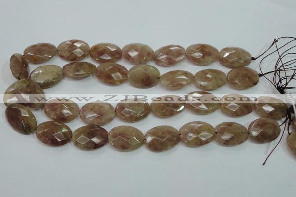 CBQ254 15.5 inches 18*25mm faceted oval strawberry quartz beads