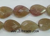 CBQ260 15.5 inches 13*18mm faceted flat teardrop strawberry quartz beads