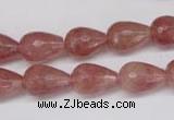 CBQ269 15.5 inches 10*15mm faceted teardrop strawberry quartz beads