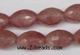 CBQ272 15.5 inches 12*18mm faceted rice strawberry quartz beads